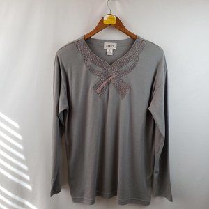 Jenny Vintage Beaded Knit Top Womens Sz Medium